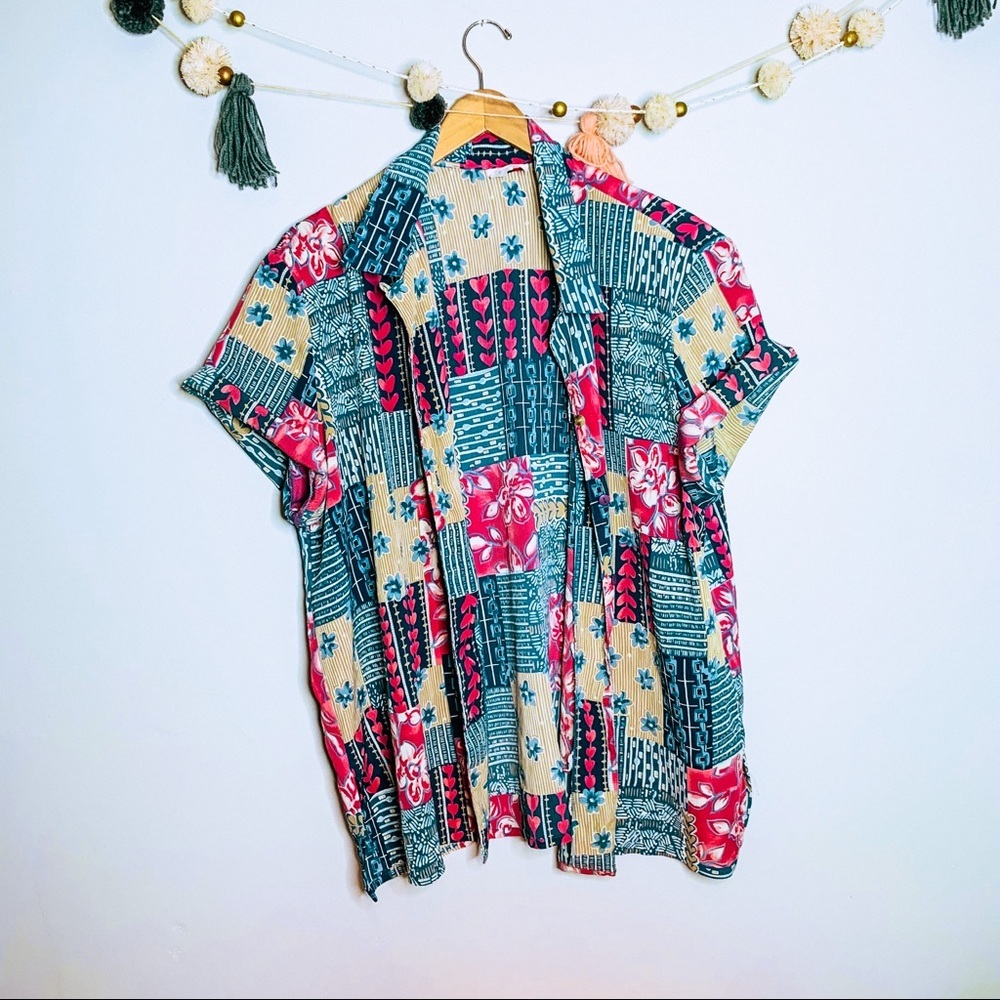 VINTAGE patchwork cottage core button up popover